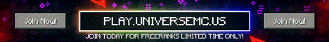 UniverseMC FREE RANKS NEED STAFF minecraft server banner